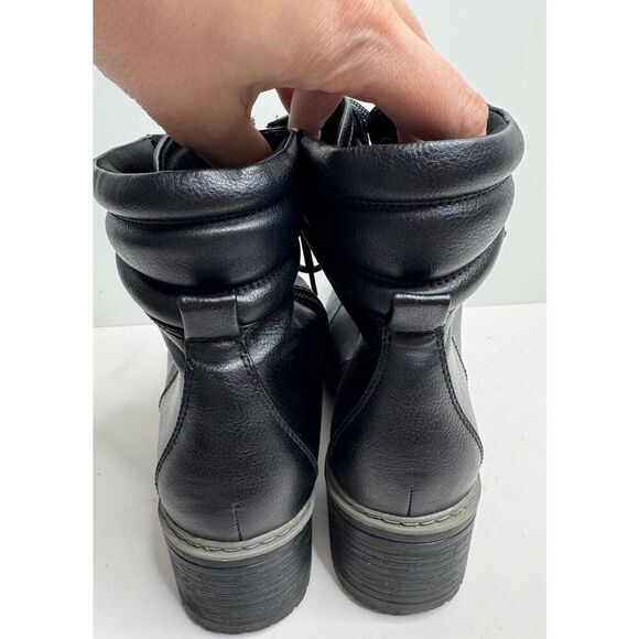 BareStraps Boots Size 10 Black Lug Sole Lace Up Round Toe Block Heel - Picture 5 of 10